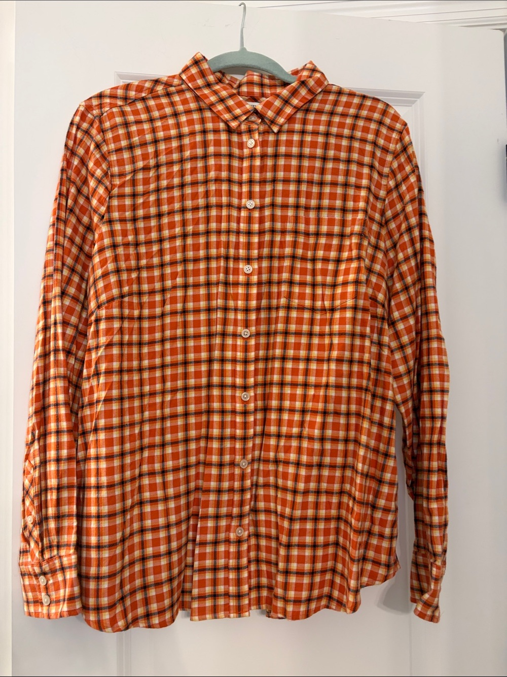 J. Crew women’s Orange Plaid Button-Up Shirt